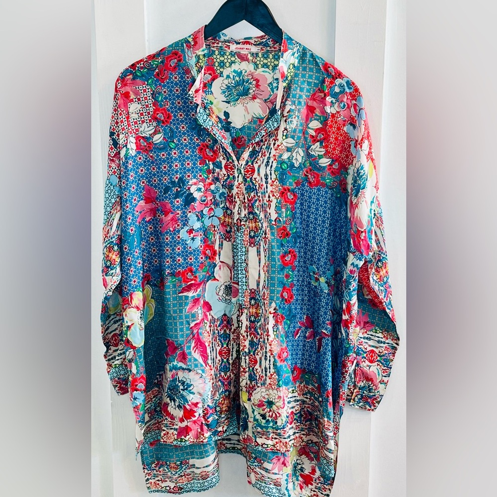 Johnny Was | Lubello Reese Floral Silk Oversized Long Sleeve Tunic | Size Small - Picture 2 of 6